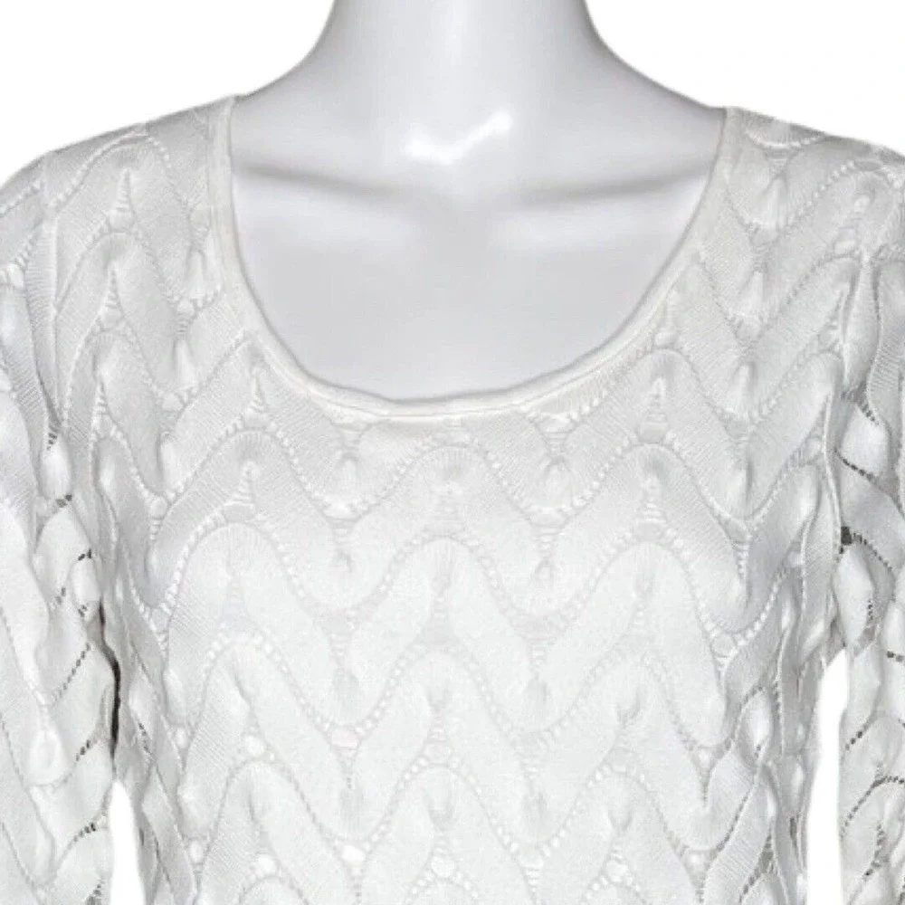 Free‎ People Dress Womens Medium Wild Thing White Zig Zag Knit Open Back Neutral